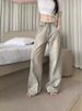Light-colored Vintage Washed Distressed Straight-leg Jeans Women, New Summer Style, High-waisted, Slimming, Wide-leg,_ecoleips.com