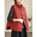 girl 2023 Autumn Winter New Fashion Artistic Retro Ethnic Style Button Down Cotton Warm Versatile Women's Vest_ecoleips.com