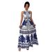 Women's Clothing New Fashion Off Shoulder Classic Porcelain Print A Line Elegant Dress_ecoleips.com