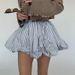 Women's High-Waisted French Pleated Skirt Striped Color Block Fluffy Short Skirt Style New_ecoleips.com