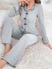 Foreign Trade Cross-Border European American Autumn Winter Women's Pajamas With Turn-Down Collar Bowknot, Fashionable_ecoleips.com