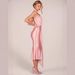 Women Luxury Halter Neck Dress High Stretch Satin Bodycon Slim Fit Elegant Floating Sash Detail Party Club Long Dress_ecoleips.com