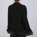 Women's Clothing Spring New Solid Color Casual Ruffled Trumpet Sleeve Shirt Tops_ecoleips.com