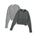Women’s Color Block Knit Set – Striped Long Sleeve Cardigan & Drawstring Shorts, Y2K Retro Casual Outfit (Black, Gray)_ecoleips.com