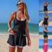 Women's One Piece Swimsuit European American Style Solid Color Cross Border Conservative Sporty Bikini_ecoleips.com