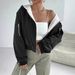 Women's Clothing Elegant Loose Casual Plush Black Pocket Zipper Jacket Omen's Elegant Loose Casual Fleece Black Pocket Zip Jacket Coat_ecoleips.com