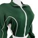 Fashionable Women's Two-Piece Set With Contrast Color Blocking, Ribbed Detailing & Zip-Front Flared Pants – Stylish & Comfortable Outfit_ecoleips.com