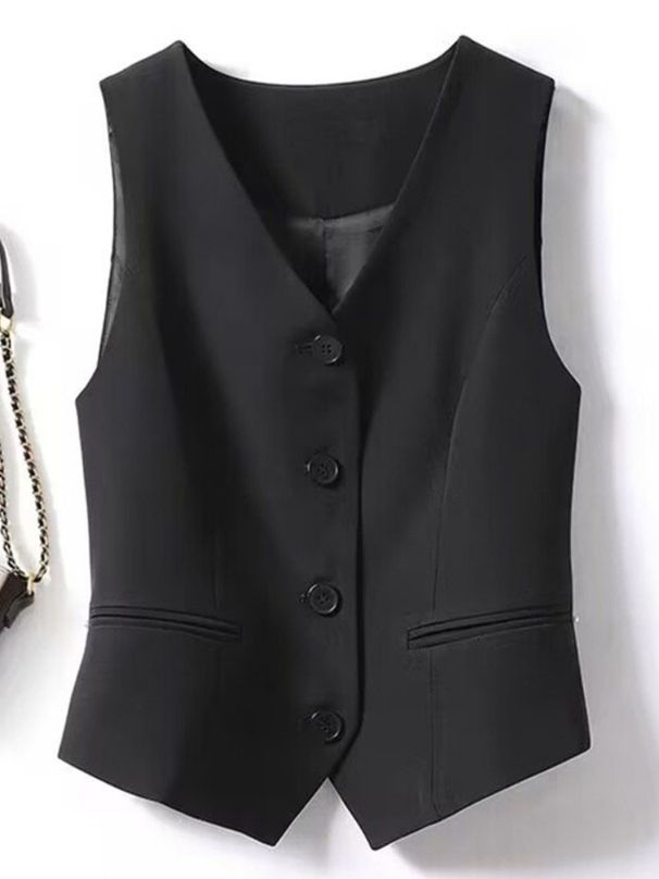K Suit Vest, Women's Tank Top, New Slim Fit, Layered On Top, Women's Style, Camisole, Blue Short Vest_ecoleips.com