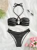 Women's Clothing Striped Swimsuit Sexy Three Point Bikini Split Swimsuit Women Summer_ecoleips.com