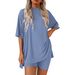 Modal Cotton Blend Short Sleeve T-Shirt & Shorts Set For Women, Relaxed Fit Casual Lounge Wear, Soft Breathable Summer Outfit In 10 Colors_ecoleips.com