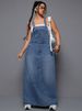 K Large Size Women's New Denim Spicy Style Shoulder Strap Skirt_ecoleips.com