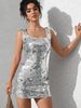 Sexy Bodycon Sequin Mini Dress For Women - Sleeveless Clubwear Party Dress With Spaghetti Straps, Stretchy Polyester Fabric,_ecoleips.com