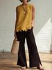 Women's Clothing Spring/Summer Women's Solid Color Round Neck Sleeveless Shirt Elegant Minimalist Ruffled Hem Top For Casual Occasions_ecoleips.com