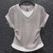 Women's Clothing Short Sleeved Ladies T Shirt Fashionable Age Reducing Slim Light Luxury Heavy Hot Diamond V Neck Top_ecoleips.com