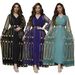 New Muslim Embroidered Mesh Jacket With Chiffon Vest Skirt Suit Kaftan Dress_ecoleips.com