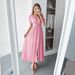 Women's European American Style Vacation Inspired Deep V Neck Short Sleeve Long Dress Spring Summer_ecoleips.com