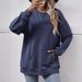 Women's Casual Loose Crew Neck Pocket Sweatshirt_ecoleips.com