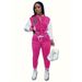 Women's Letter Color Block Jacket Single Breasted Thickened Sports Suit_ecoleips.com