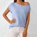 Cross-border European American Style Solid Color Off-shoulder Spring-summer Versatile Sweater, Loose Slimming, Pullover_ecoleips.com