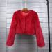 K Solid Color Short Women's Faux Fur Coat_ecoleips.com