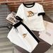 Summer Women's Fashion Zipper Bear Print Color Block Design Clothing Set New Style 8002_ecoleips.com