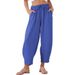 Women's High Waist Drawstring Cropped Pants Summer Leisure Loose Fit Vacation Pants With Pockets Style_ecoleips.com