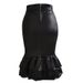 L8032 Women's Fashion Zipper Bodycon Leather Mermaid Midi Skirt_ecoleips.com