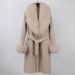 Women's Clothing Luxury Fox Fur Collar Wool Blend Coat Women's Winter Trench Coat Double Breasted Long Coat With Handmade Detailing ( Slim Fit)_ecoleips.com