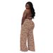 Plus Size Summer Outfits For Women Sleeveless Backless Print Jumpsuit Romper, Floral Grid Sexy Casual Playsuit_ecoleips.com