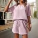 Women's Short Sleeved Bat Style Shirt And Fashion Shorts Two Piece Set European American Style 2024 New Arrival_ecoleips.com