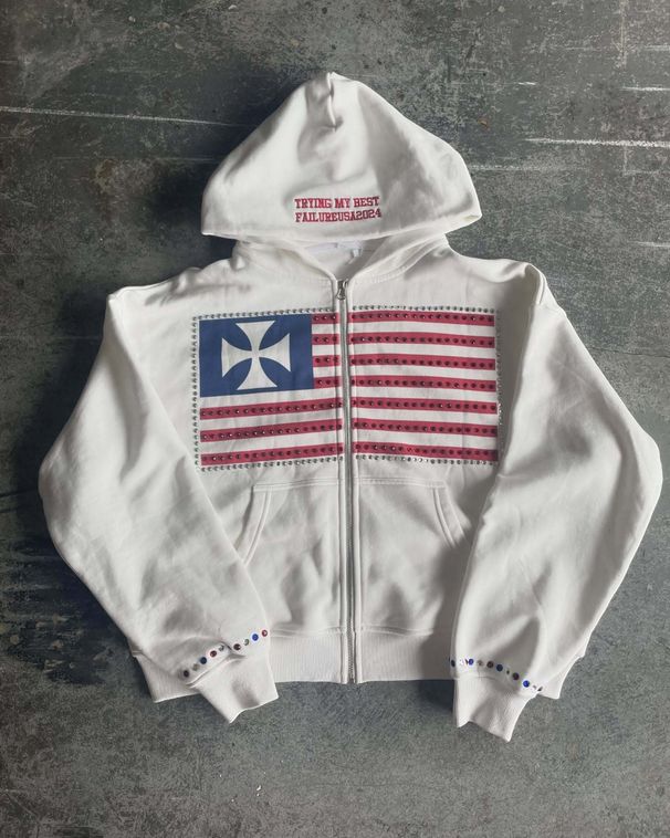 Women's Clothing Retro Y2k Street Patch Embroidery Loose Sports Casual Zipper Hooded Sweatshirt Jacket_ecoleips.com
