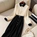 Women's Elegant Long Sleeve Shirt Dress Color Block Tunic Blouse Casual Office Wear Fashion Elegant Dress_ecoleips.com