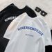 Women's Pure Cotton Short Sleeve T-Shirt 2024 English Print Loose Fit Unique American Style Top_ecoleips.com