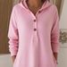 Minimalist Button-Up Hooded Dress – Oversized Knit Tunic With Drop Shoulder (S-XXL, Dusty Pink, Transseasonal Layering Staple)_ecoleips.com