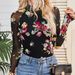 Women's Clothing Pullover High Collar Long Sleeved Lace Floral Mesh Bottoming Shirt T Shirt Female_ecoleips.com