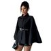 Women's Elegant Button-Down Coat - Oversized Batwing Sleeve Blazer With Belt, Minimalist Office Wear_ecoleips.com