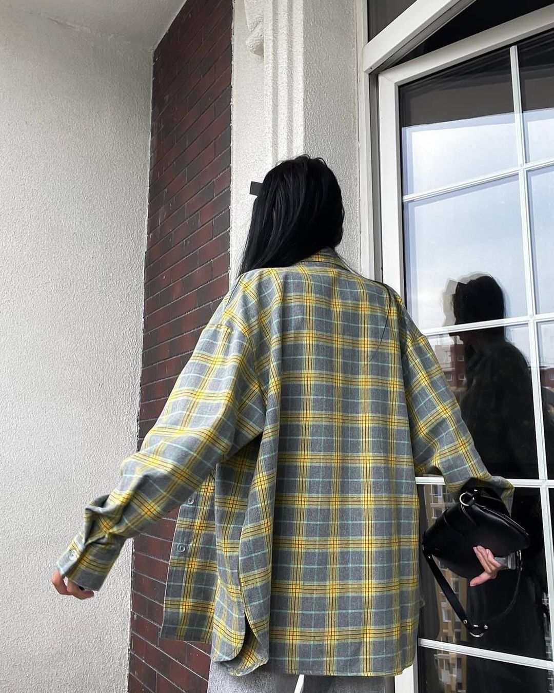 Verve 2025 Versatile Turn-down Collar Loose Plaid Long Sleeve Shirt For Women_ecoleips.com