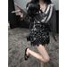 2025 Summer New High-End Gray Glossy Shirt Black Turn Silver Sequin Skirt Set Two-Piece Women_ecoleips.com