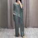 Breathable Printed V-Neck Lounge Set – Lightweight Polyester Palazzo Pants & Oversized Top For Summer Comfort_ecoleips.com