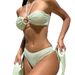 New European And American Style Sexy Bikini Three-Piece Set With Gauze Skirt, Halter Neck Solid Color Swimsuit, Hot Sale_ecoleips.com