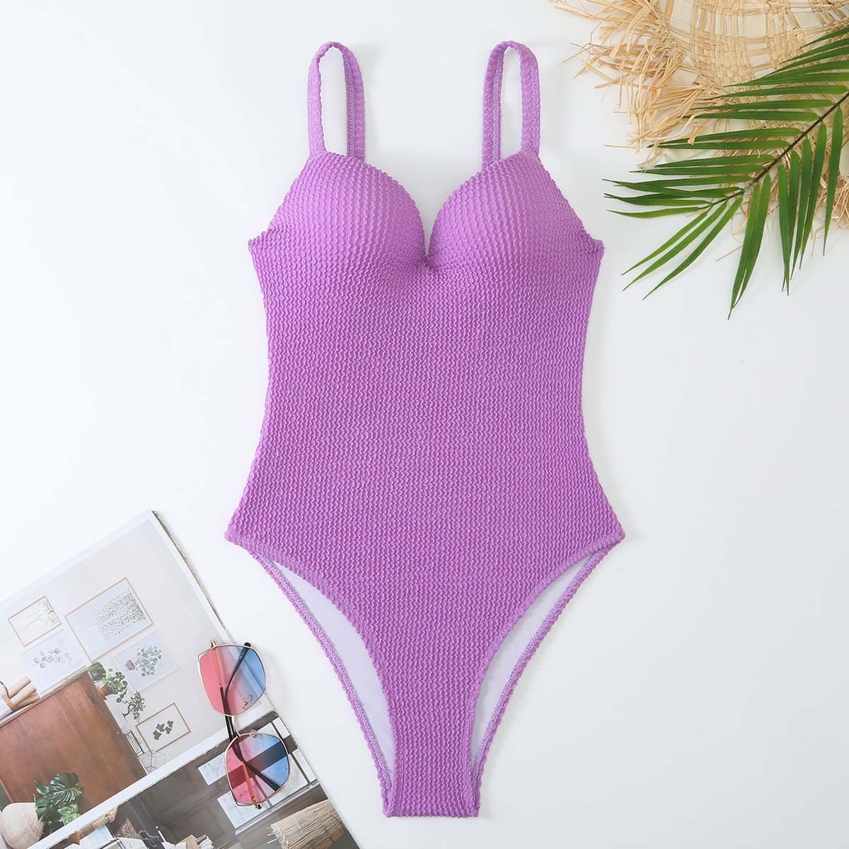 Women's Clothing One Piece Swimsuit Fashion Sexy Swimsuit Female Small Trough Solid Color Hard Bag Swimsuit_ecoleips.com