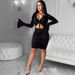 Women's Sexy Lace-Up Long Sleeve Bell Sleeve Dress Autumn Winter New Arrival Extra Lengthy Stylish Girl's Clothing_ecoleips.com