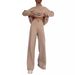 Women's Fashionable Casual Two Piece Set High Neck Loose Fit Long Sleeve Top with Wide Leg Pants European American Style_ecoleips.com