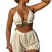 Aria Basics 2025 New European American Foreign Trade Bikini Set, Halter Neck, Tie-Up, Sporty Style, Two-Piece, Boxer Triangle_ecoleips.com