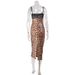 Leopard Print Sequined Evening Gown Lace Trimmed Strapless Long Dress Elegant Fashion_ecoleips.com