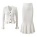 Elegant French-Inspired Knit Set | Flutter Sleeve Top & Mermaid Skirt | Luxe Two-Piece Outfit_ecoleips.com