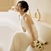 Satin Mermaid Light Wedding Dress 2026 New Bridal French Simple Super Fairy Halter Neck Backless Forest Style White_ecoleips.com