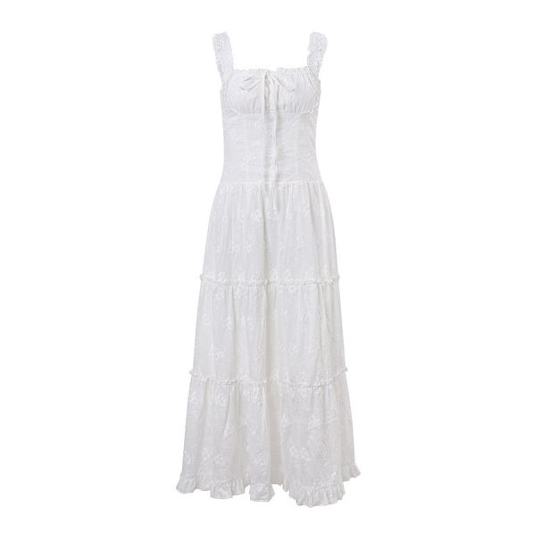 Summer New Arrival French Style Sweet Alluring Dress Fashionable Square Neck Slim Fit Relaxed Vacation Long Dress for Women_ecoleips.com