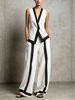 Chic Sleeveless V-Neck Top And Wide-Leg Pants Set - Modern Two-Piece Outfit For Women, Casual Lounge And Street Style_ecoleips.com