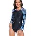Aria Basics 2024 European And American Foreign Trade Conservative One-piece Long-sleeve Surfing Sun-protective Women's Swimsuit, Hot_ecoleips.com